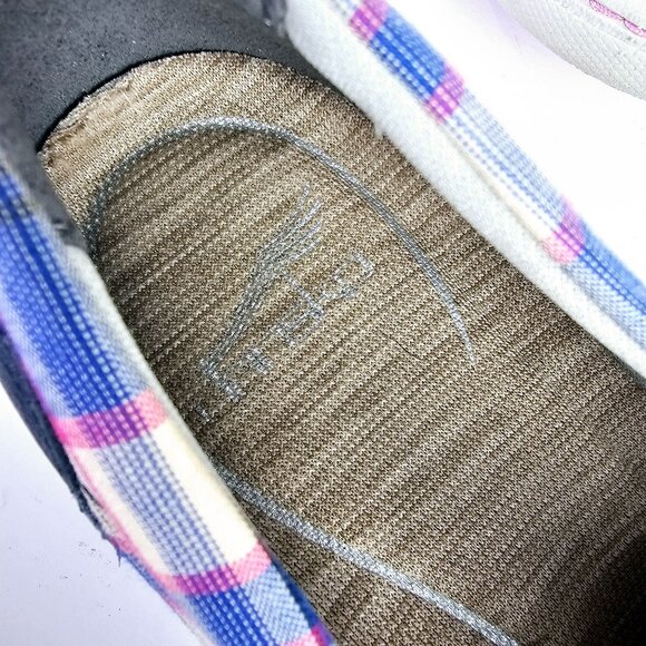 Dansko Women's Belle Slip On Blue Madras Plaid Arch Support Flats, 40 - Picture 9 of 9